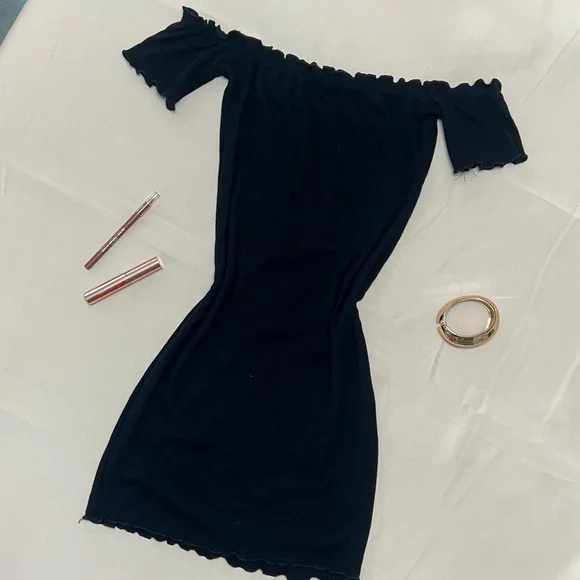 black mini dress not tight Not One Time Knit Mini Dress main image 0
